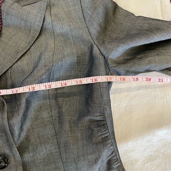 Etcetera gray rayon wool blend satin look blazer jacket classic simple elegant - Picture 8 of 10